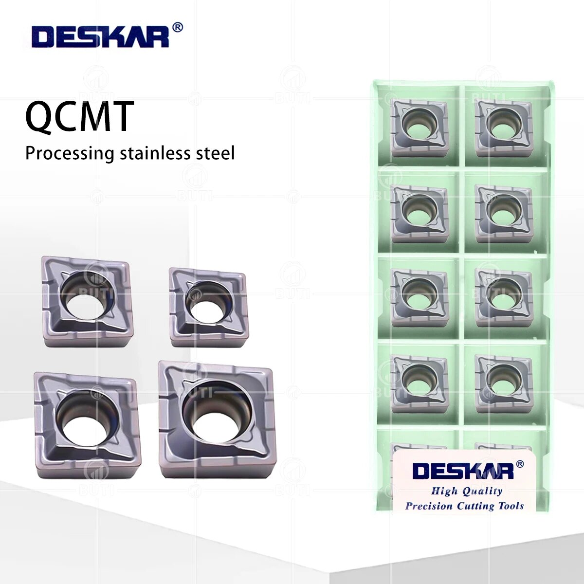 DESKAR100% Оригинал QCMT 050204 QCMT 060204 QCMT 070304 / 080304 /10T304 CM-LF6018S Токарный станок с ЧПУ, обработка нержавеющей стали, QCMT050204-CMLF6018S, 10PCS