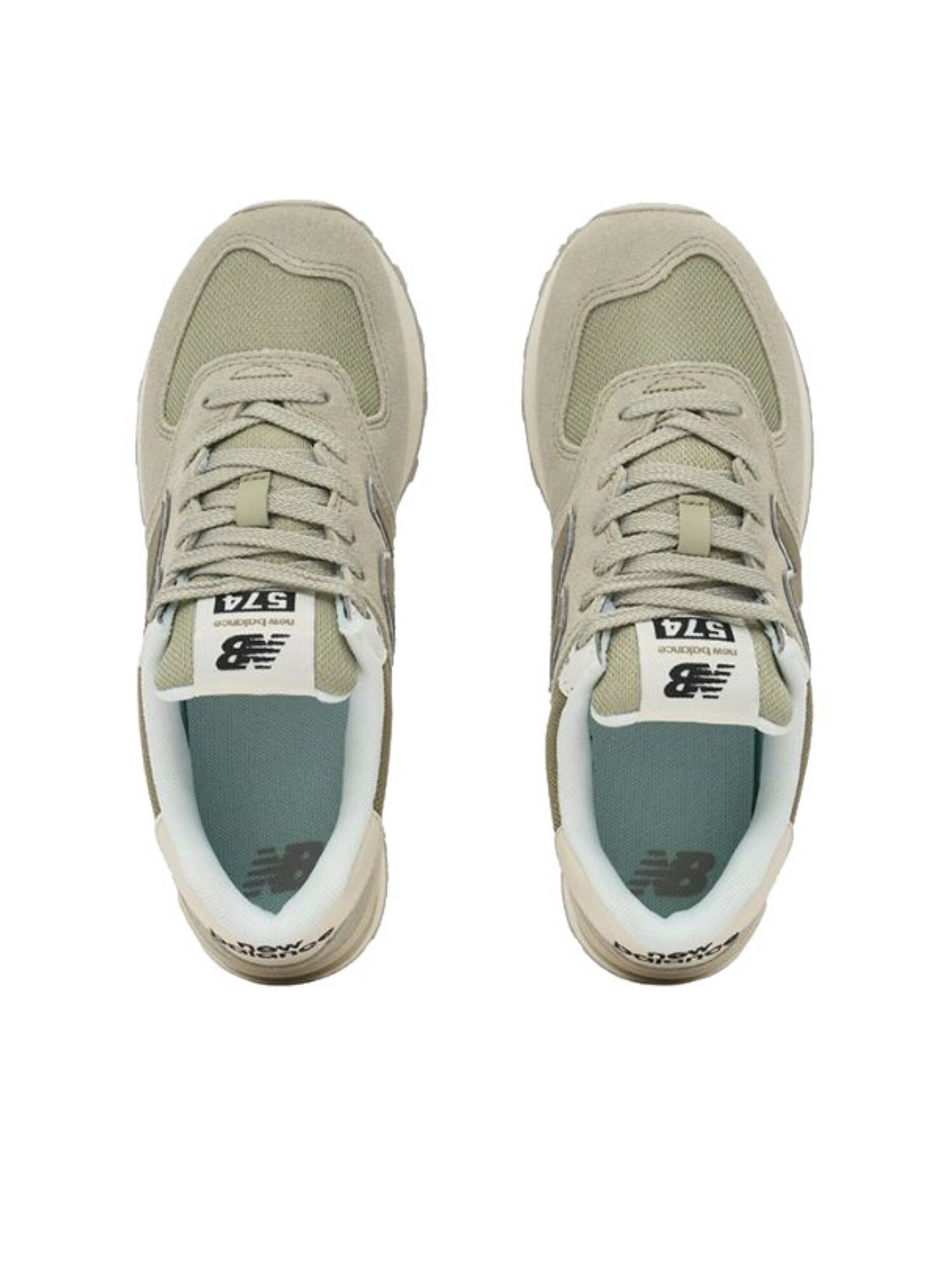 Кроссовки New Balance 574, полнота D, размер 37 RU, бежевый/оливковый — фото 1