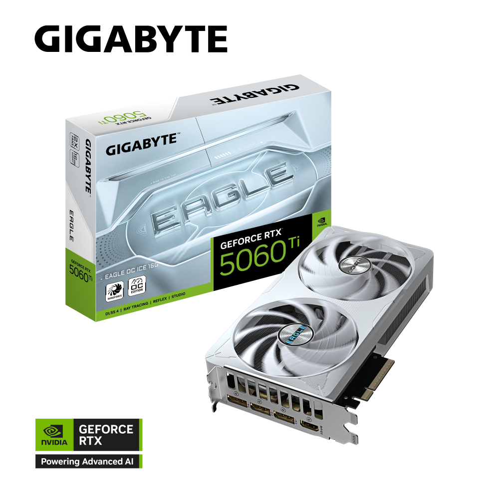 Видеокарта Gigabyte (GV-N506TEAGLEOC ICE-16GD) GeForce RTX 5060 Ti 16GB EAGLE OC ICE — фото 1