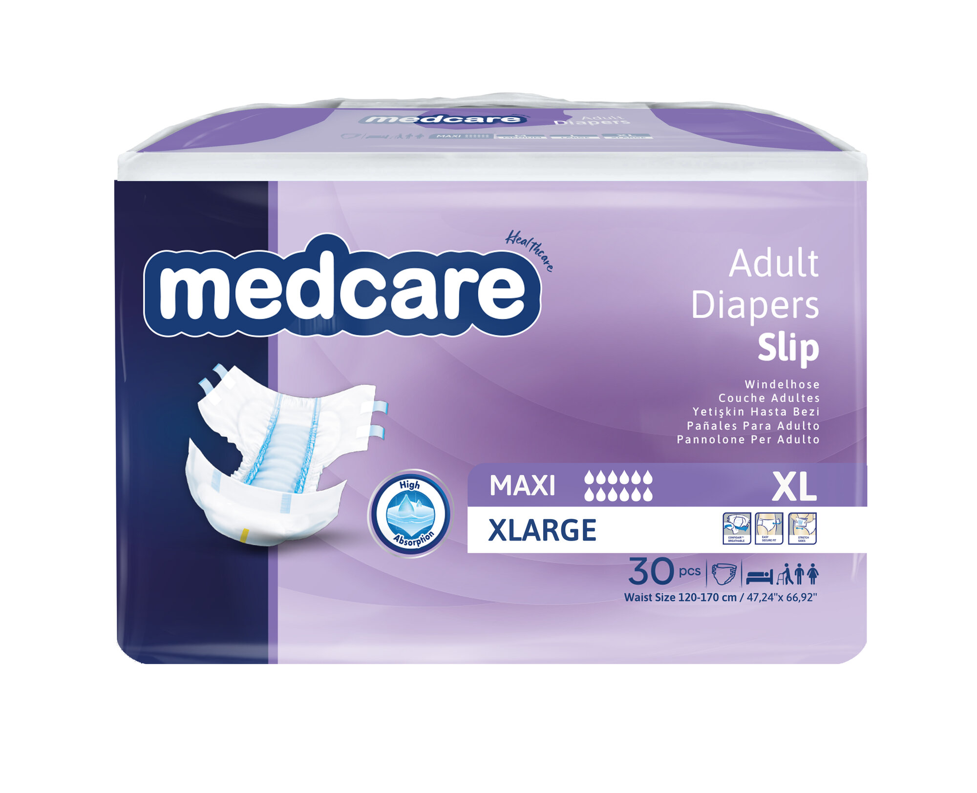 MEDCARE MAXI Подгузники для взрослых размер XL 120170см 30 штук