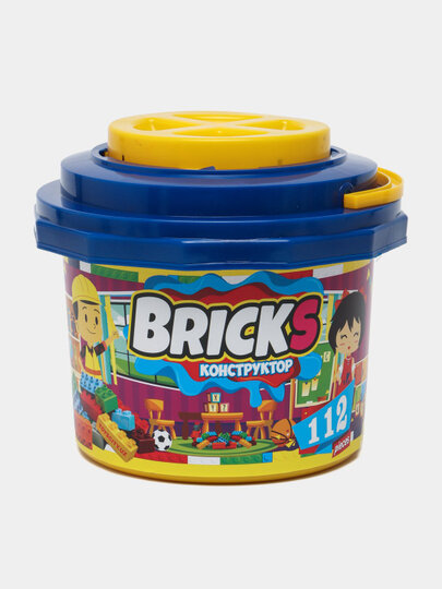 Конструктор детский Bricks в пластиковом ведре, 112 деталей — фото 1