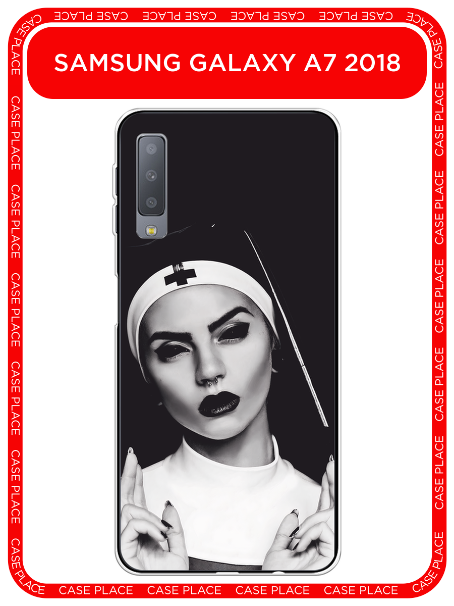 Чехол на Samsung Galaxy A7 2018 / Самсунг Галакси А7 2018 с принтом Черная монашка