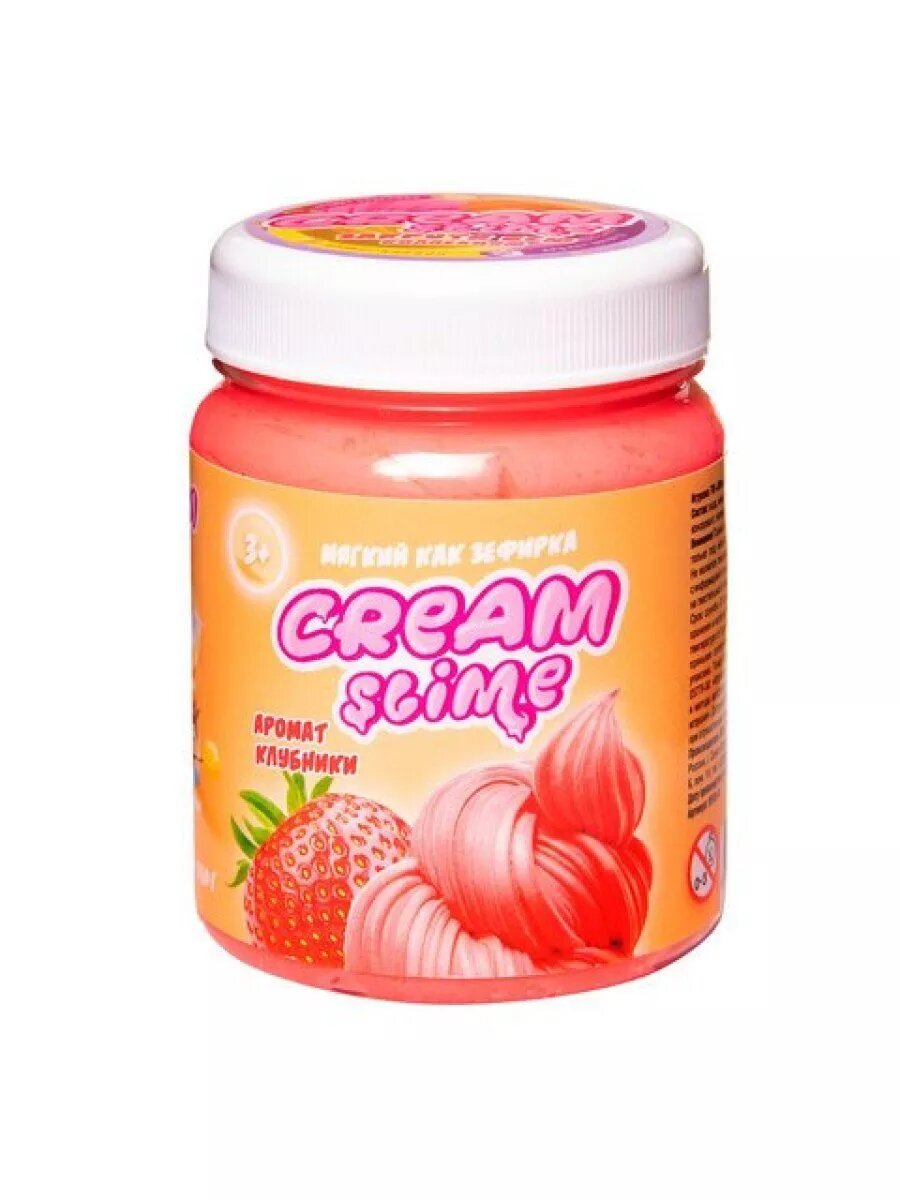 Слайм Cream-Slime с ароматом клубники розовый дым полимер 250 г