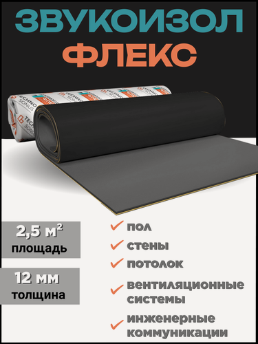 Изображение товара Звукоизоляция TechnoSonus Звукоизоляционная мембрана Звукоизол Флекс 2,5 м²