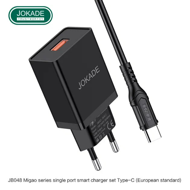 Зарядное устройство JOKADE JB048, с кабелем Type-C, быстрая зарядка, 3A — фото 1
