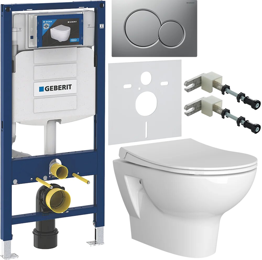 Комплект 6 в 1 Унитаз подвесной VitrA Zentrum 55795B003-0075 / Сиденье 801-003-019 с микролифтом / Инсталляция Geberit Duofix UP 320 111.300.00.5 (111.950.00.6) Кнопка Sigma 01 115.770. JQ.5 цвет мат