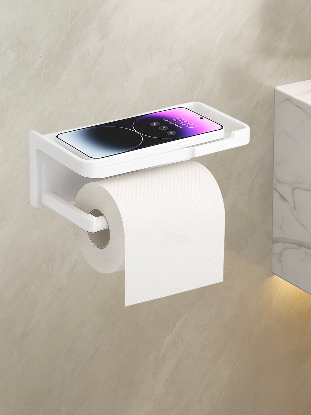 Самоклеящийся держатель для туалетной бумаги с полкой, настенный, без сверления