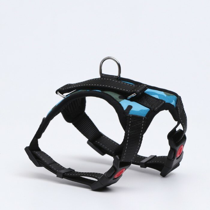 Шлейка К7, размер S, ОГ 44-55 см, вес 5-9 кг, мягкая, светоотражающая, голубая