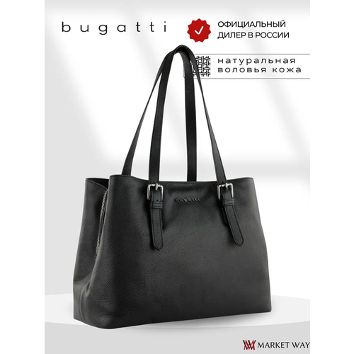 фото Сумка тоут bugatti, фактура зернистая, гладкая, черный