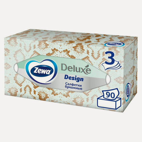 Изображение товара ZEWA Deluxe Design 3-слойные косметические салфетки 90 шт для ухода за кожей лица
