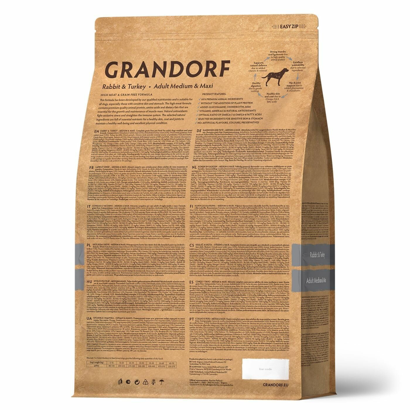 Корм Grandorf кролик с индейкой для взрослых собак средних и крупных пород, 1 кг — фото 1