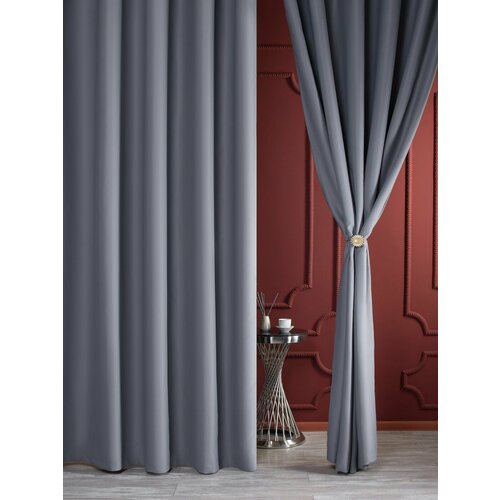 Шторы блэкаут для спальни для гостиной 400x270 (200x270-2 шт.) стальной/Шторы для кухни