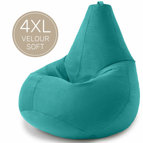 Кресло-мешок груша Laavi Home, размер ХXXXL, мебельный велюр, бирюза