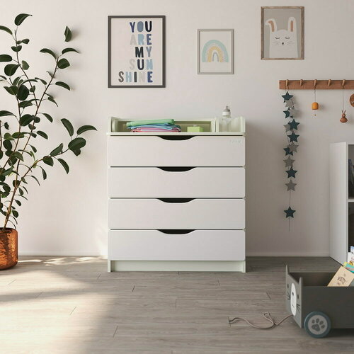 Изображение товара Комод пеленальный Pituso Wood, 80 х 94 см, 4 ящика, белый премиум
