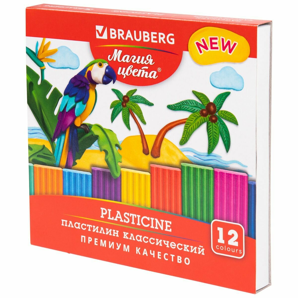 Пластилин 12 цветов Brauberg "Магия цвета New", 240г, со стеком (106426)