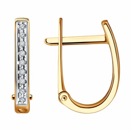 фото Серьги diamant online, красное золото, 585 проба, бриллиант, длина 1.4 см, , прозрачный