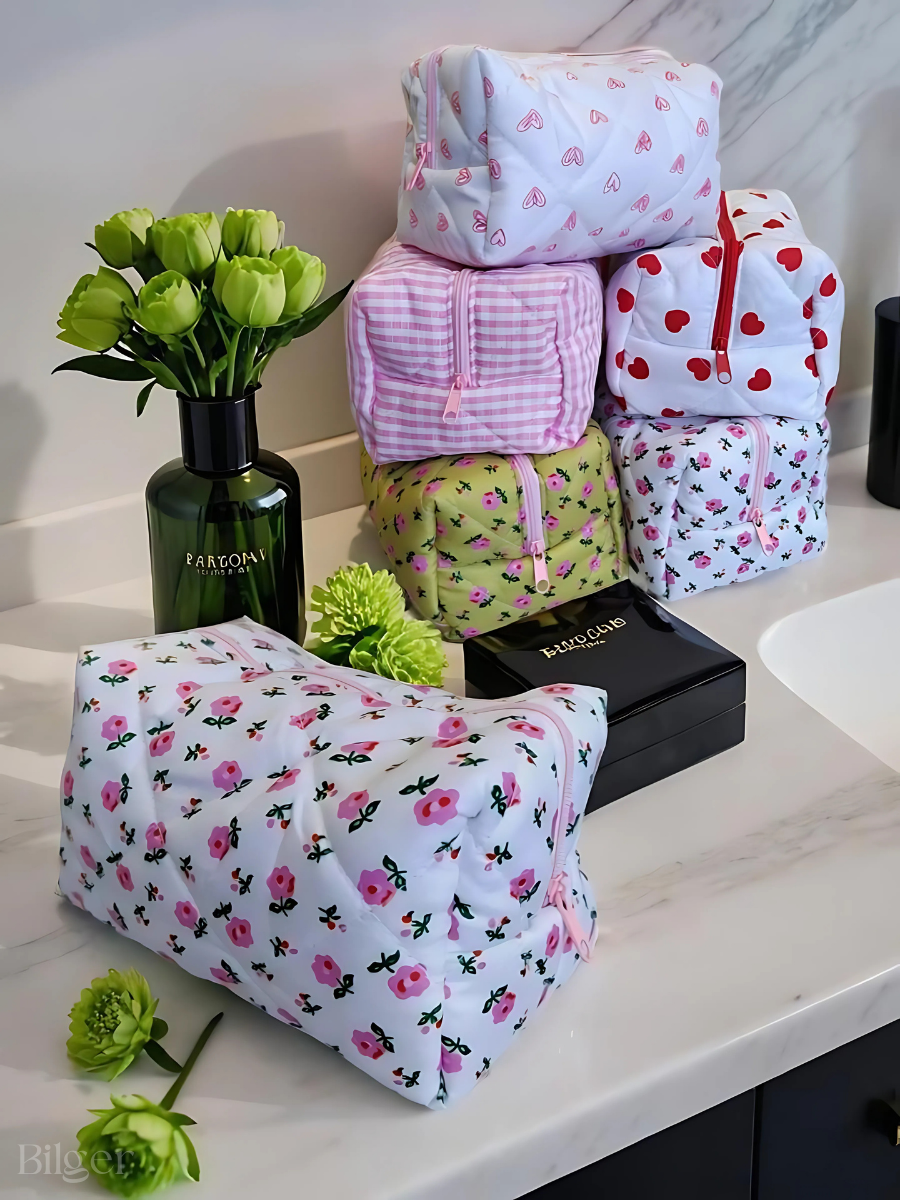 Косметичка Bilger, ширина: 12 см., высота: 10 см., длина: 17 см., , белый, розовый — фото 1