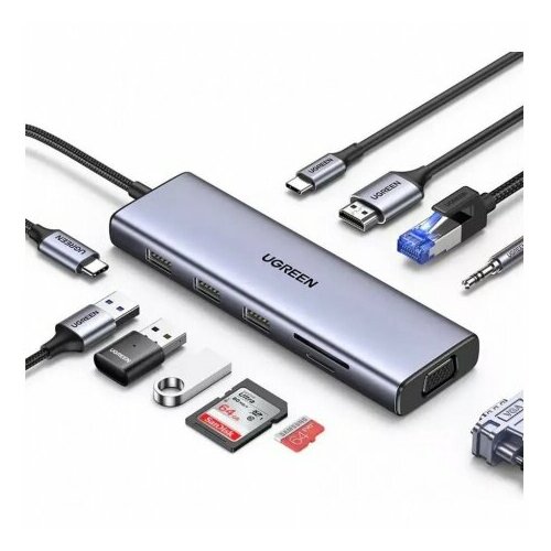 Хаб-адаптер UGREEN CM498-15601 Space Gray 15601 404000₽