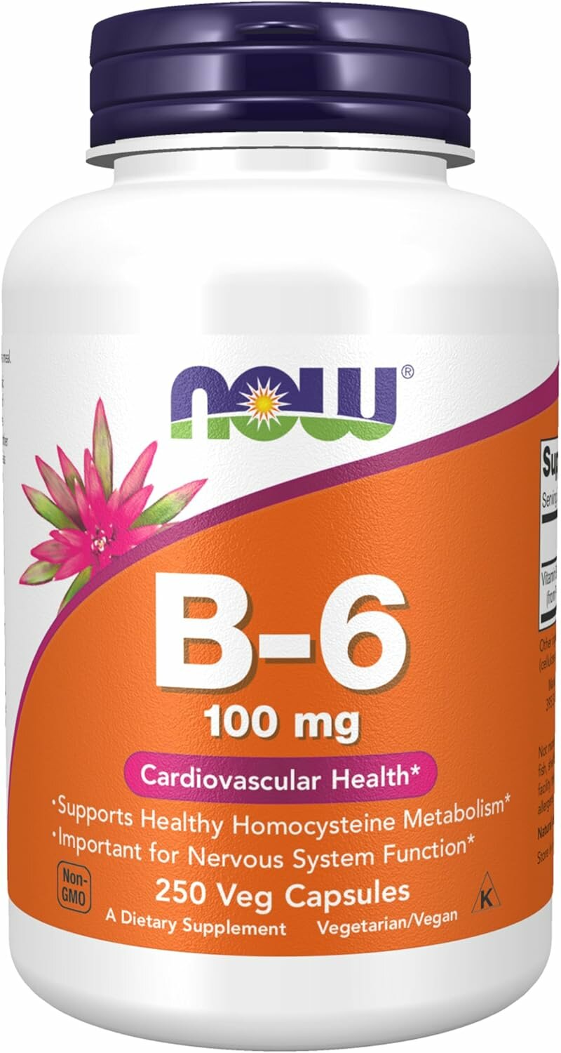 NOW B-6 100 mg 250 veg capsules (витамин B6)
