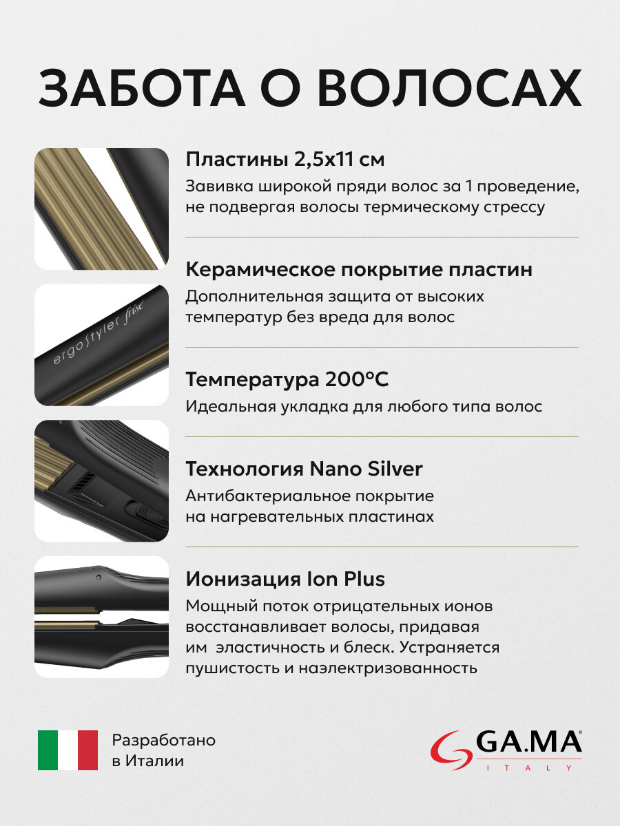 Обзор: Утюжок гофре для волос щипцы для укладки GA.MA ERGOSTYLER FRISE