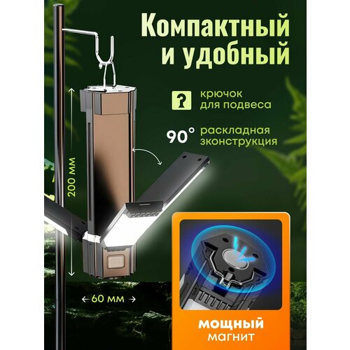 Фонарь кемпинговый аккумуляторный подвесной на магните, фонарик для кемпинга туристический походный в палатку