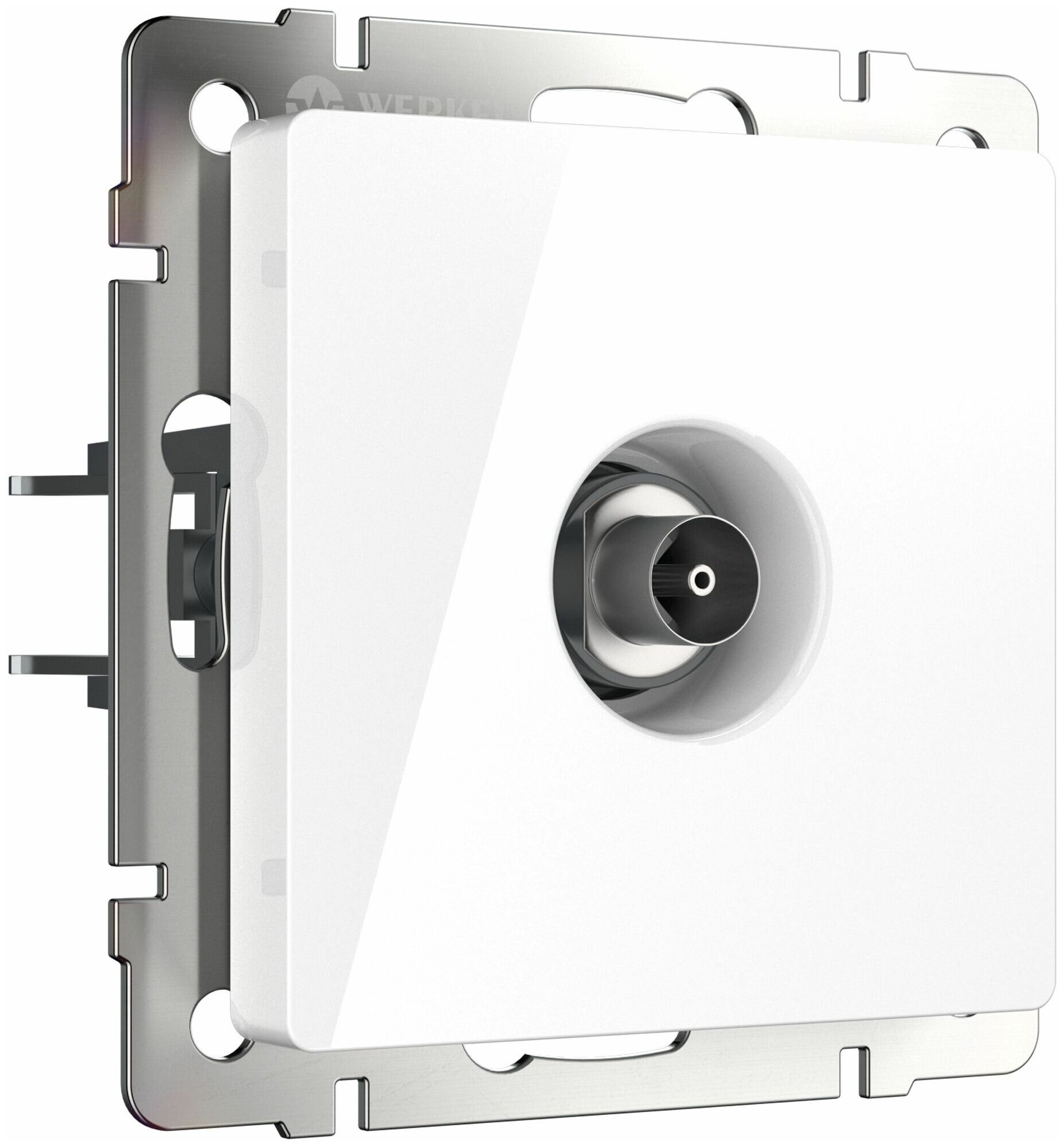 Розетка телевизионная WERKEL W1183001 одинарная 1 розетка скрытая заземление IP20 белый