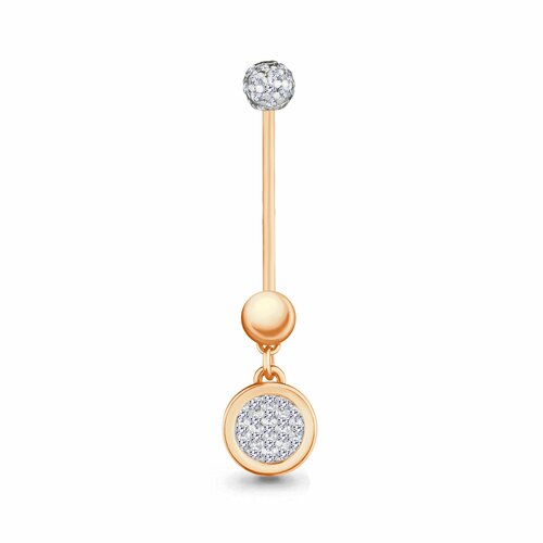 Пирсинг в пупок Diamant online красное золото 585 проба фианит средний вес 143 гр длина 3 см бесцветный 16450₽