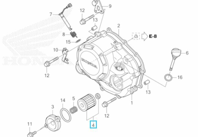 Элемент масляного фильтра для мотоцикла Honda CBF125/GB350; Артикул Honda: 15412K0ND01 (Оригинал)