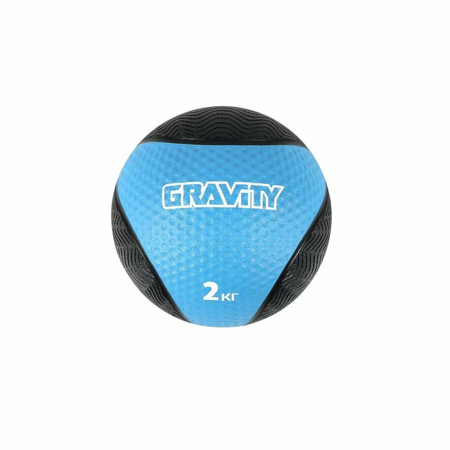 Резиновый медбол Gravity, 2кг, голубой — фото 1