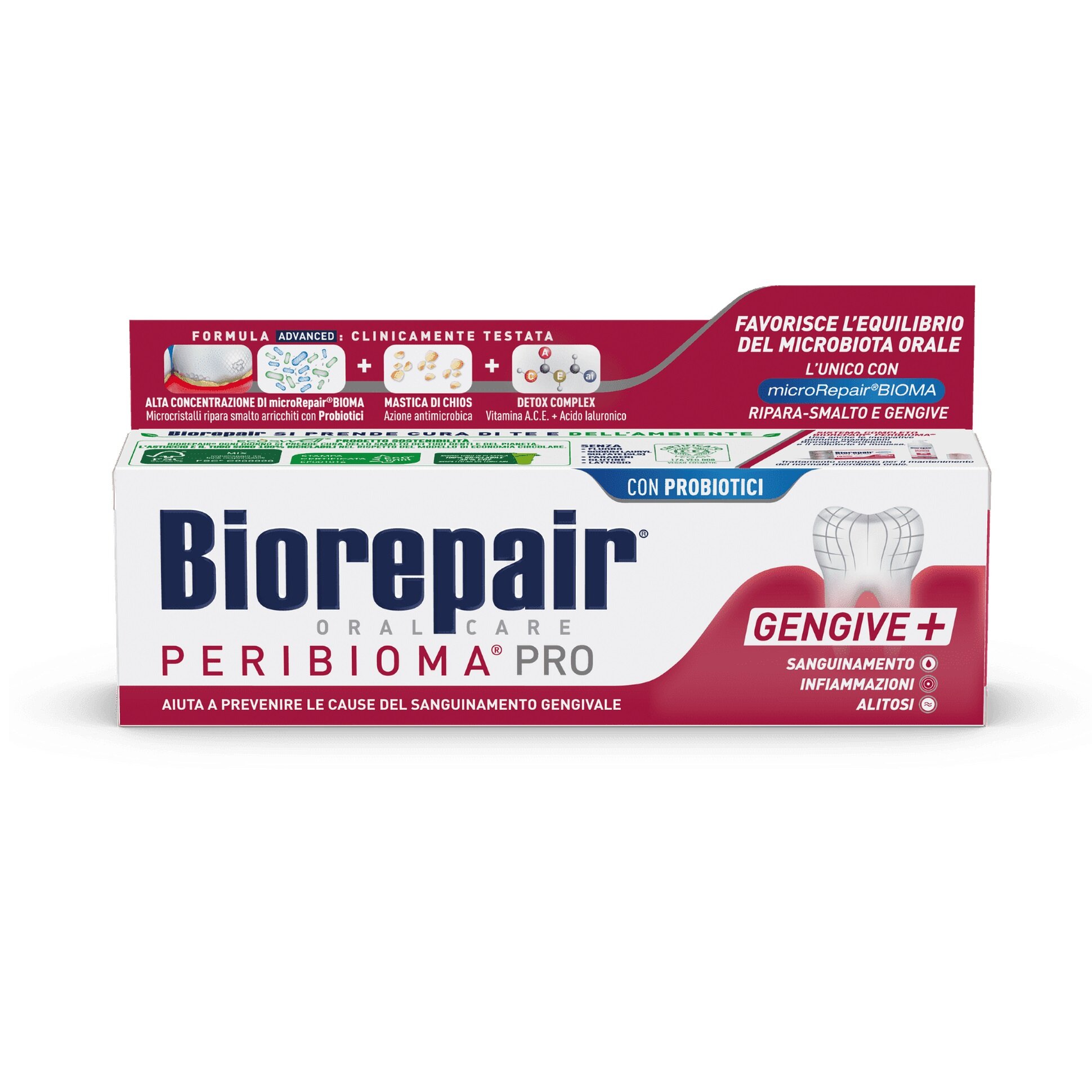 Зубная паста Biorepair Peribioma Pro Gengive+ 75мл (антибактериальное/укрепление десен, лечебные травы)
