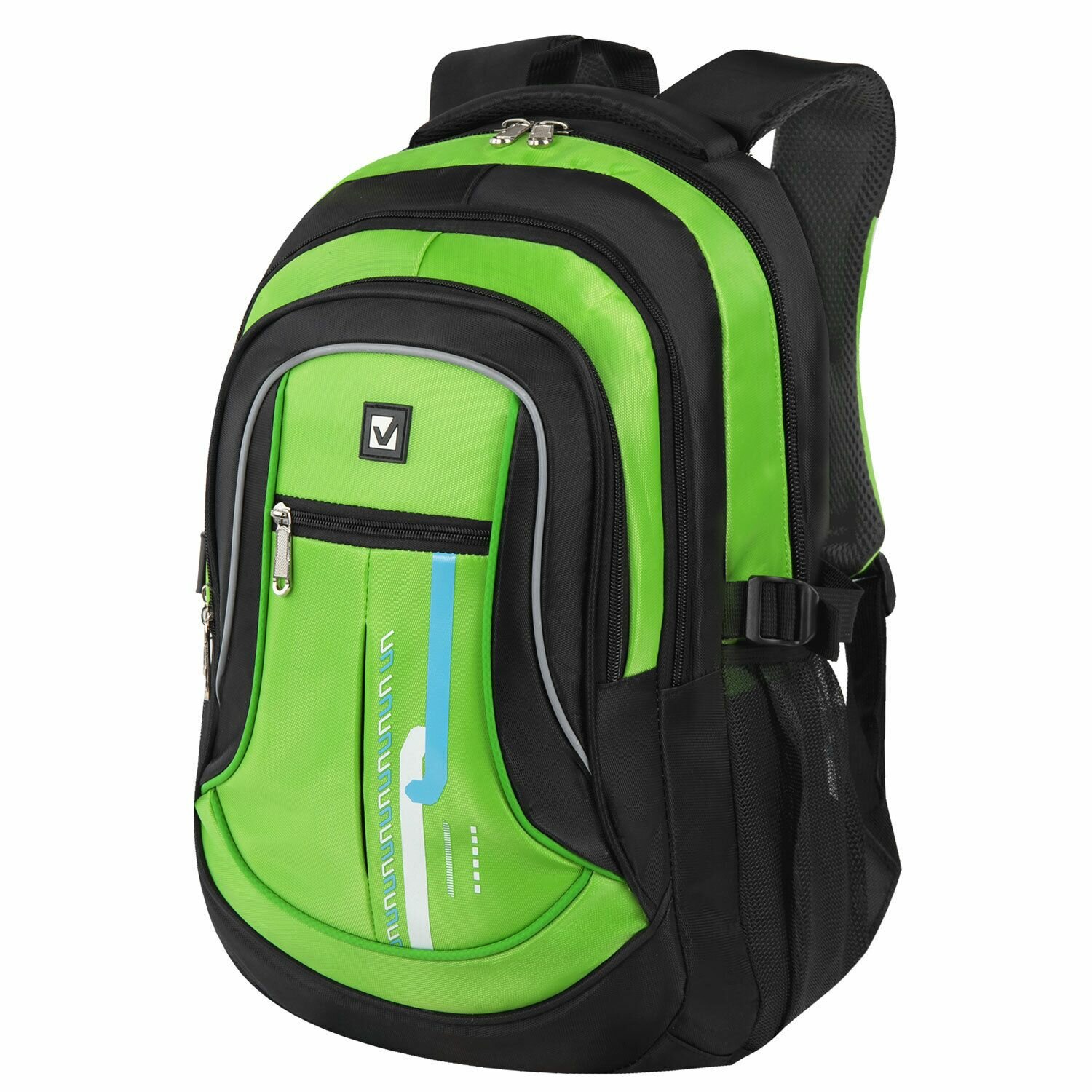 Рюкзак Brauberg 3 отделения, черный, салатовый, 46х31х18 см