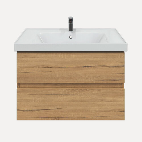 Изображение товара Тумба подвесная Vannika Vastra 70 с раковиной Грейс 70 для ванной комнаты, дуб вотан