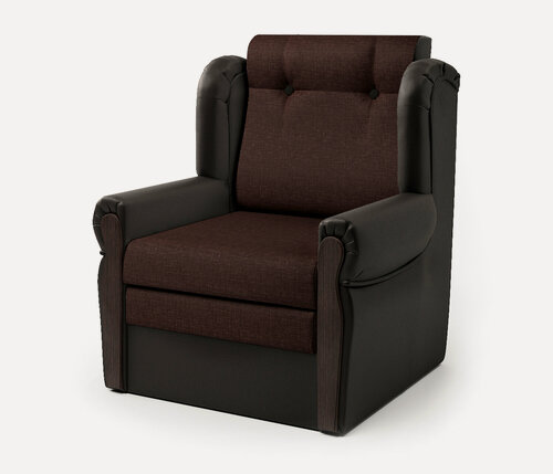 Изображение товара Кресло-кровать Шарм-Дизайн Классика М раскладное кресло в гостиную, с ящиком для белья, 62х190 см, шоколад и рогожка