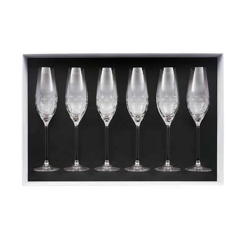 Набор бокалов для шампанского подарочный 6 шт DEGRENNE Newport Twist, 210 мл, хрустальное стекло, прозрачный