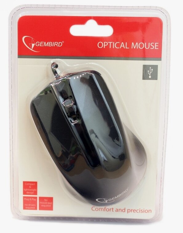 Мышь проводная Gembird MUS-101 USB 1200Dpi + коврик — фото 1