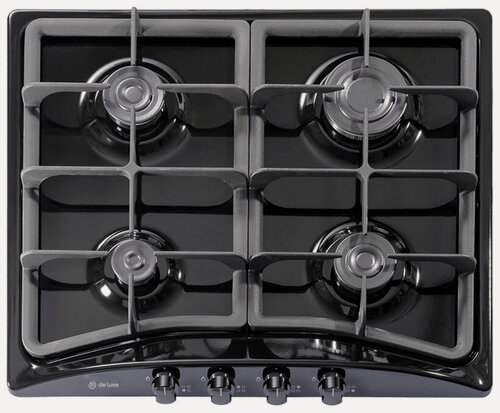 Изображение товара Газовая варочная панель De luxe 5840.00 гмв - 055ЧР 58 см, 4 конфорки электроподжиг газконтроль, черный