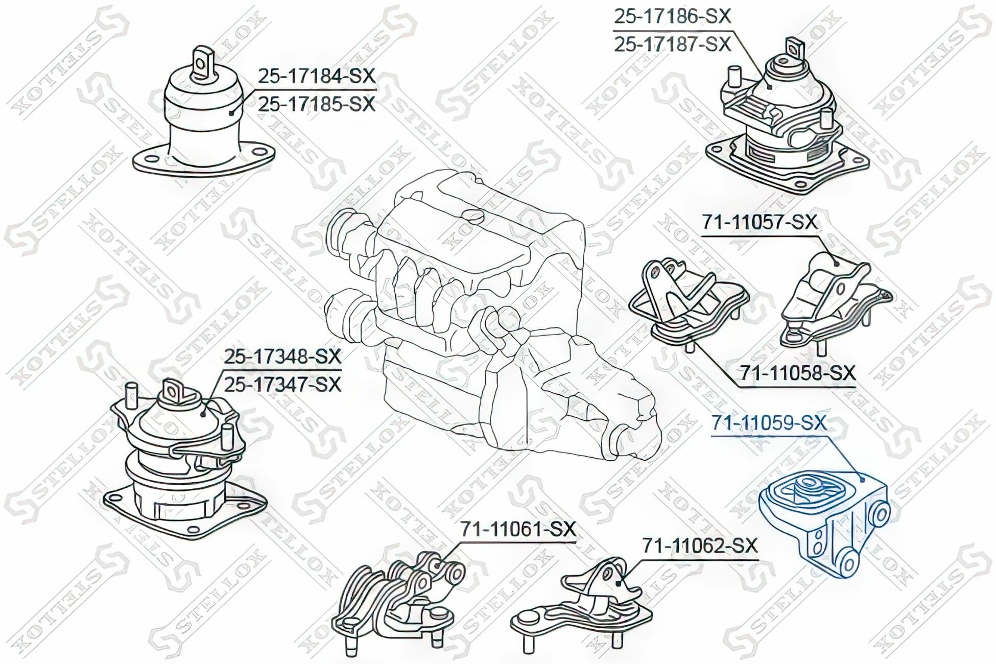 Опора КПП для Хонда Аккорд, 7 71-11059-SX STELLOX