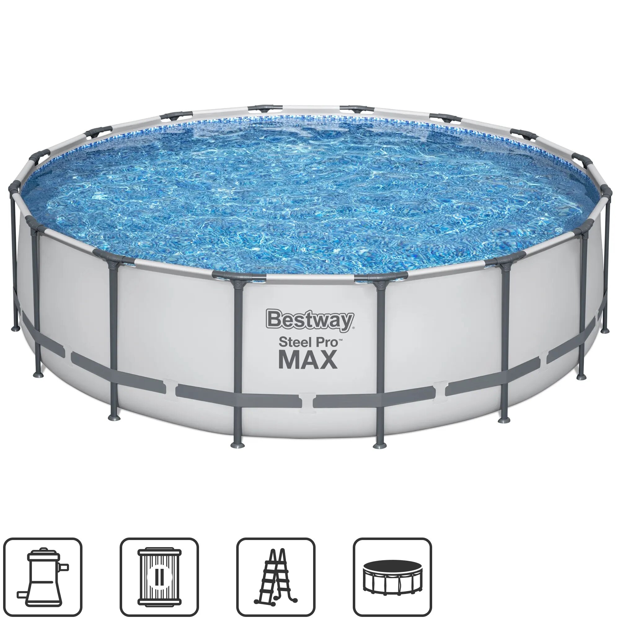 Каркасный бассейн Bestway 5612Z круглый 488х122х488см белый голубой серый