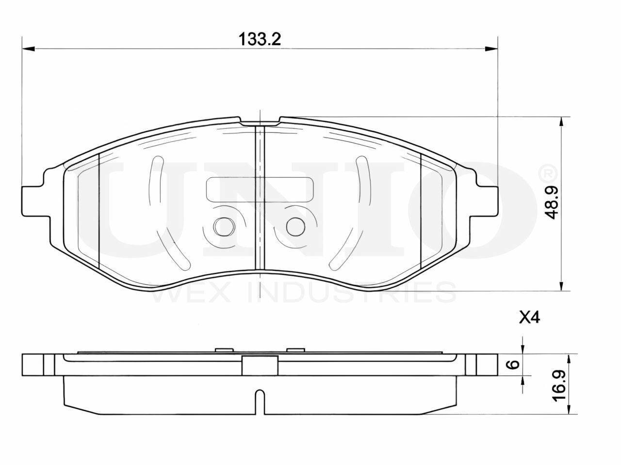Колодки тормозные дисковые передние, для Шевроле Авео (T200, T250, T255) 03-, Дэу Калос (KLAS) 02-, Chevrolet Aveo Daewoo Kalos 02- артикул BRP-20399 производителя UNIO
