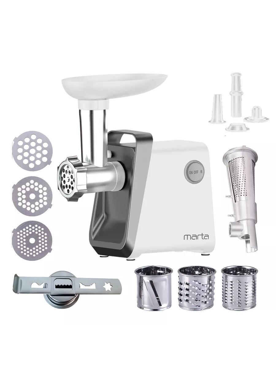 Мясорубка MARTA MT-MG2028D белый/серебро