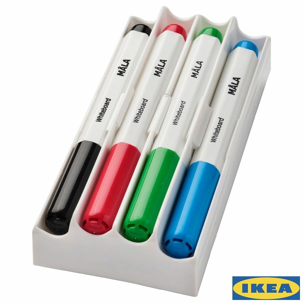 Набор маркеров для доски мола икеа (MALA IKEA), 4 шт, разноцветный
