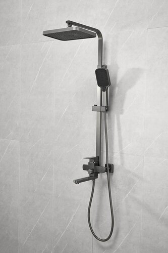 Изображение товара Душевой комплект с тропическим душем и смесителем, серый нержавеющая сталь Belz B24817-3