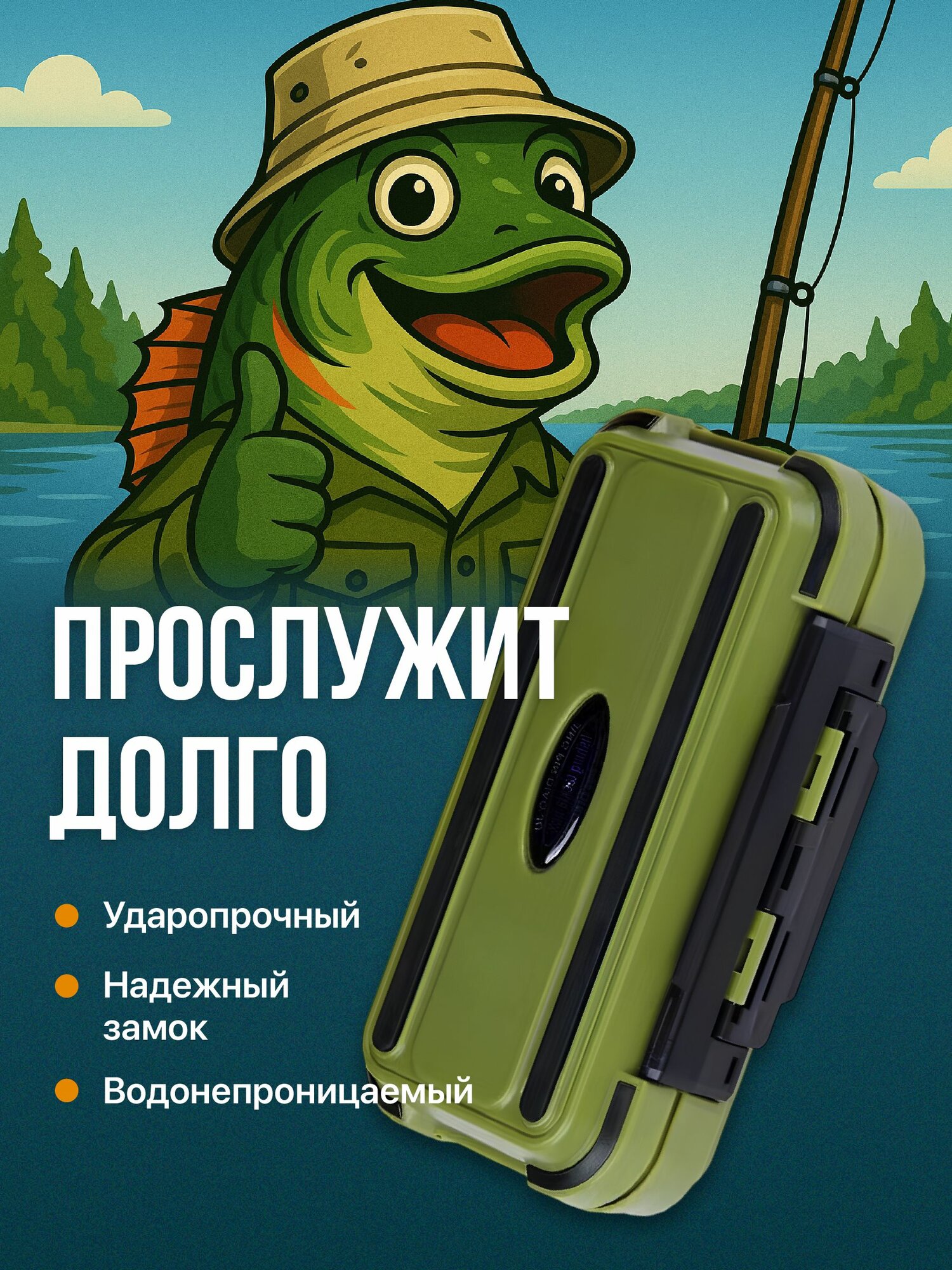 Водозащитный ящик для рыбалки Travel Friendly, зеленый, пластиковый — фото 1