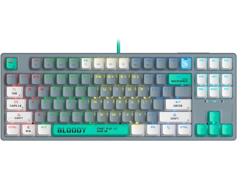 Клавиатура Bloody S87 Energy механическая серый USB for gamer LED (S87 USB ENERGY ASH) кабель 1.8м