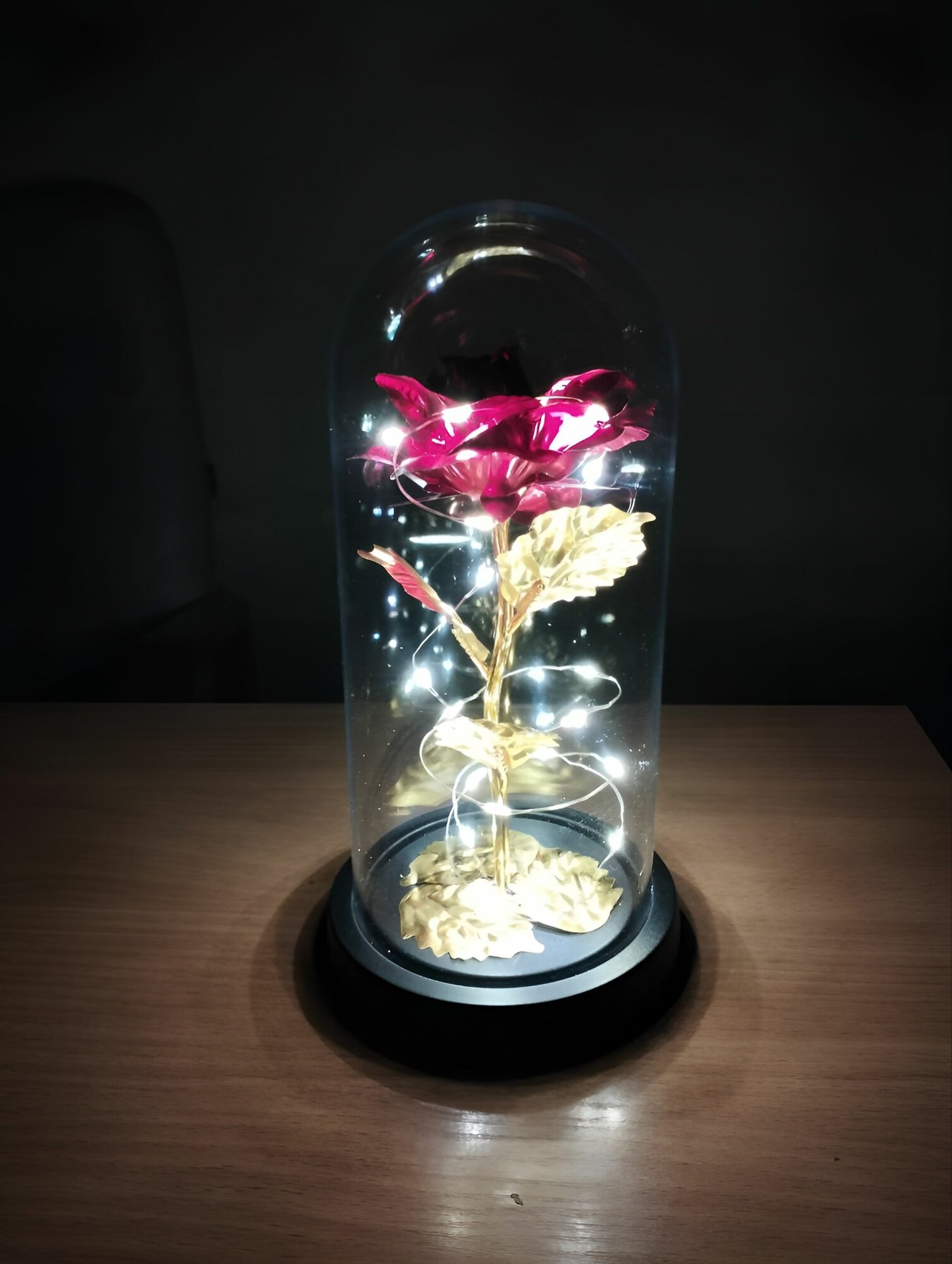 Ночник "Роза в колбе", с LED- подсветкой, 220х110 мм, батарейки в комплекте