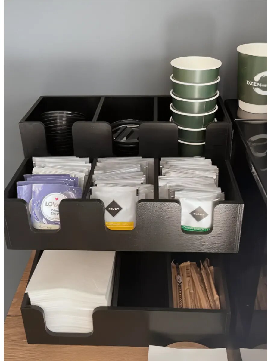 Деревянный барный органайзер для кофе и чая, салфетница