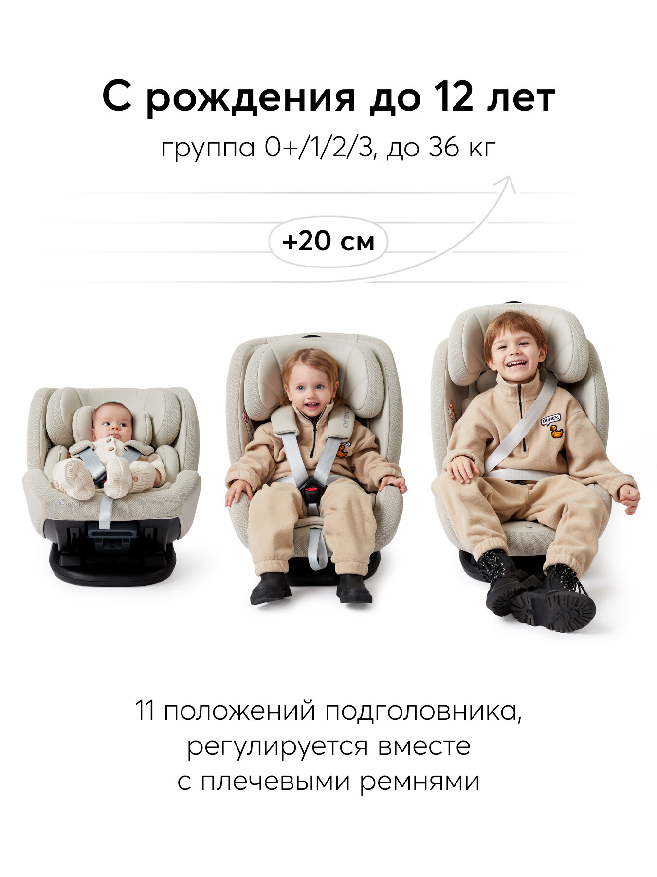 Автокресло детское от 0 до 12 лет Orex Happy Baby группа 0+/1/2/3 (до 36 кг), крепление Isofix, Top Tether, KD06, черный — фото 1