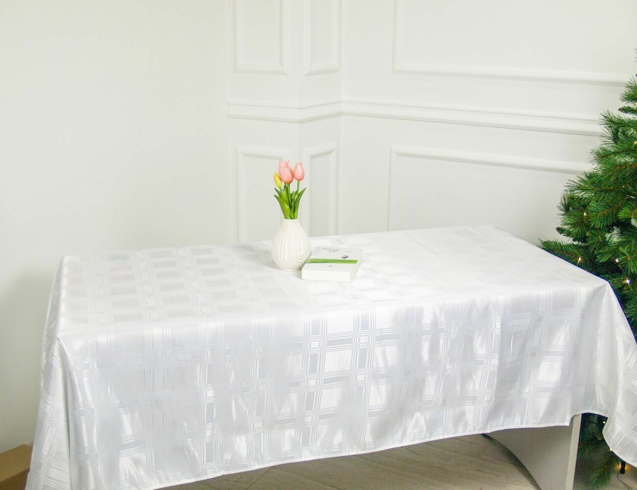Скатерть пьяцце, белая, 220х150 см, Koopman International CY2601460