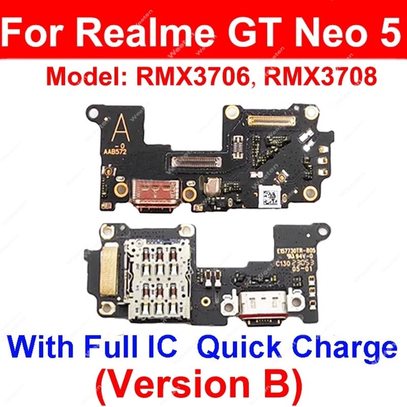 Для Realme GT Neo 5 SE GT Neo Flash GT3 GT5 GT6 GT7 Pro USB-док-станция для зарядки USB-док-станция Плата зарядного устройства Гибкий кабель Разъем Запчасти, GT 3-Full IC — фото 1