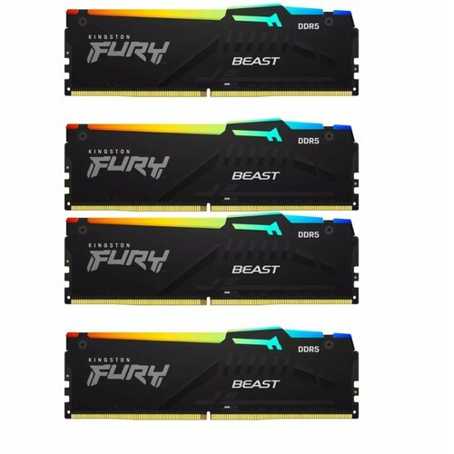 Оперативная память Kingston FURY Beast Black RGB DDR5 64GB 416GB 6000Mhz KF560C40BBAK4-64 25990₽